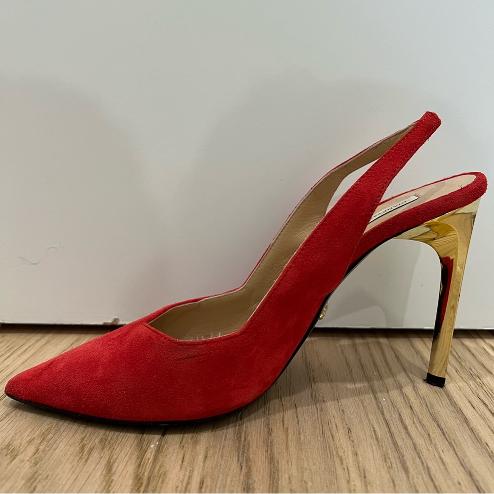 DvF Diane von Furstenberg Slingback Heels in Red Suede Size 7